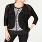 Cardigan feminino JM Collection de algodão com pontos mistos, branco, tamanho pequeno P