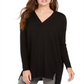 Túnica feminina com decote em V, preta, tamanho pequeno, G, da Style &amp; Co