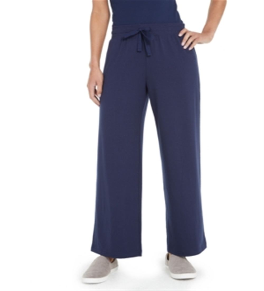 Calça feminina estilo &amp; co, perna larga, amarrada na cintura, azul, tamanho extrapequeno