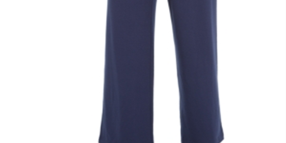 Calça feminina estilo &amp; co, perna larga, amarrada na cintura, azul, tamanho extrapequeno
