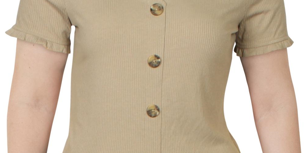 Blusa feminina American Rag com decote em V canelado, verde, tamanho extragrande