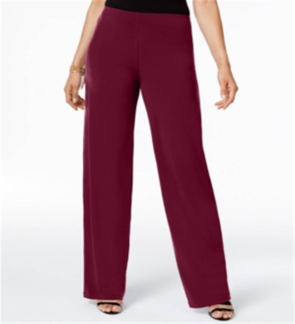 Calça feminina Alfani de malha com perna larga, cor Merlot, tamanho pequeno G