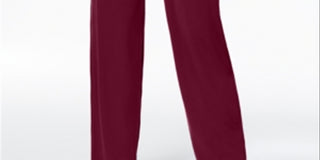 Calça feminina Alfani de malha com perna larga, cor Merlot, tamanho pequeno G
