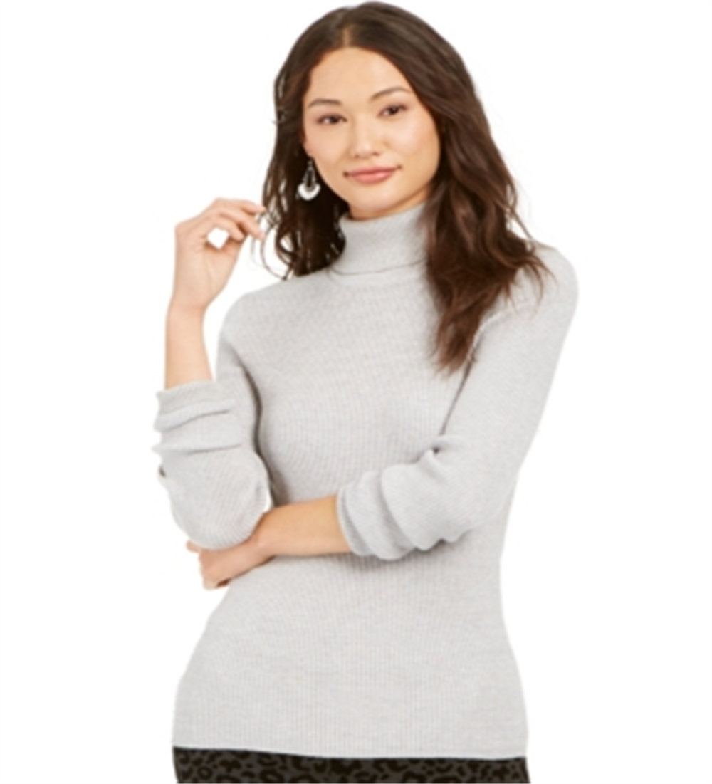 Suéter feminino de gola alta canelada estilo &amp; co, cinza, tamanho extragrande