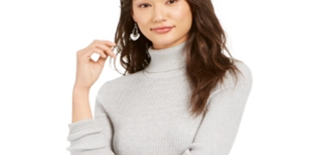 Suéter feminino de gola alta canelada estilo &amp; co, cinza, tamanho extragrande