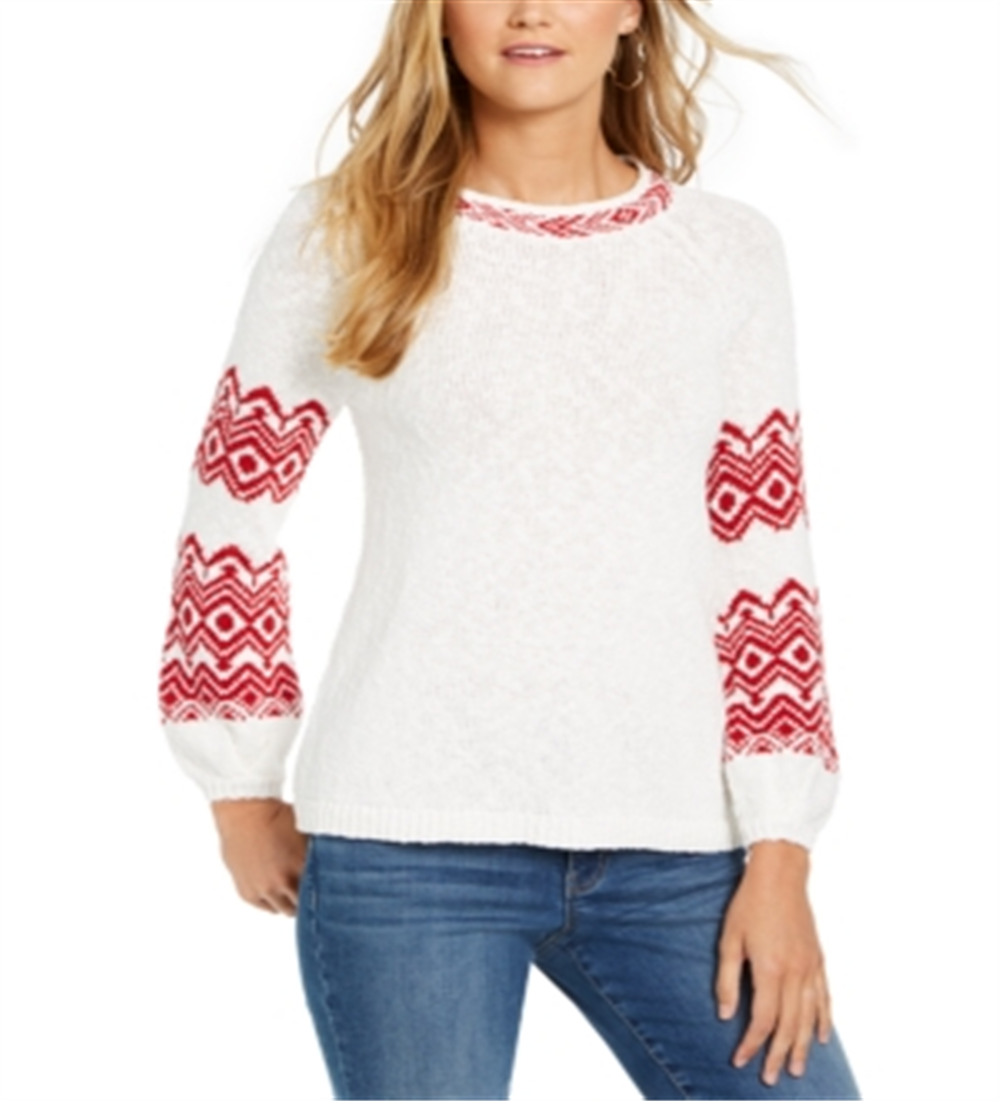 Suéter feminino estilo &amp; co com gola canoa Fair Isle, branco, tamanho extrapequeno