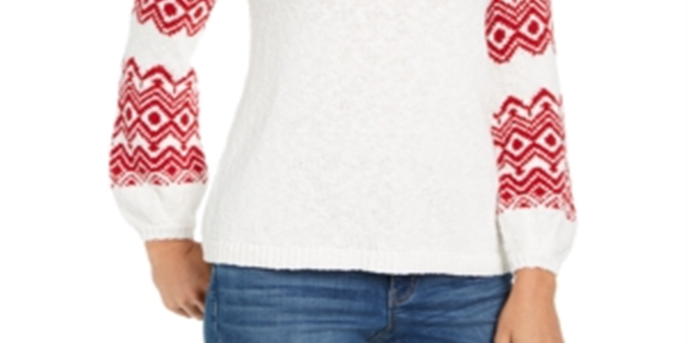Suéter feminino estilo &amp; co com gola canoa Fair Isle, branco, tamanho extrapequeno