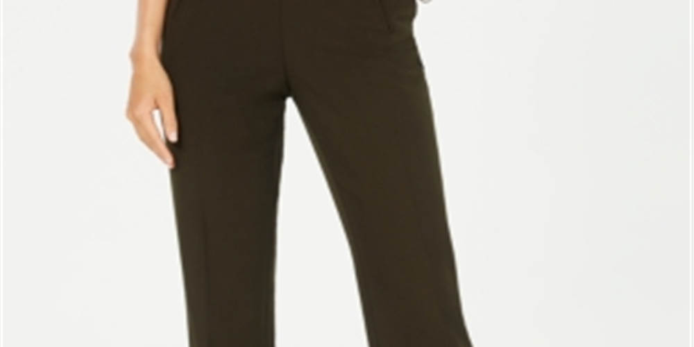 Calça feminina estilo &amp; co com controle de barriga, perna reta, verde, tamanho 10