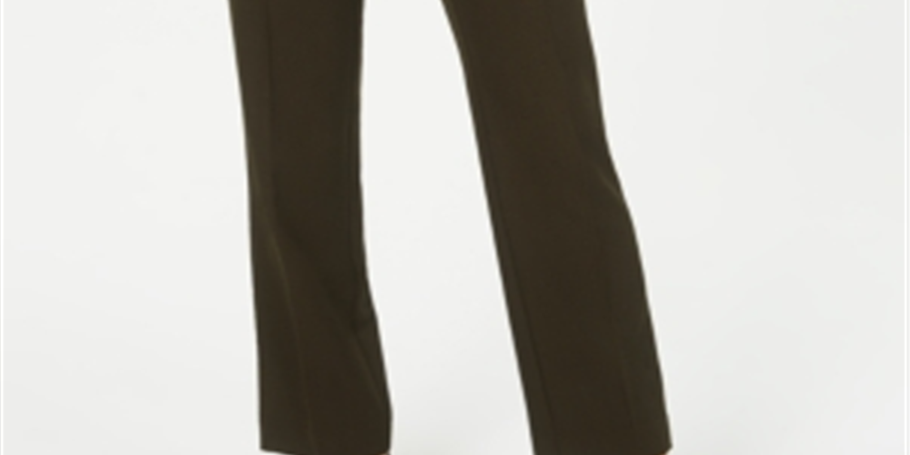 Calça feminina estilo &amp; co com controle de barriga, perna reta, verde, tamanho 10