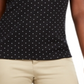 Camiseta feminina Karen Scott com estampa de bolinhas, preta e branca, tamanho XS