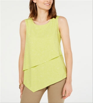 Blusa feminina Alfani com sobreposição assimétrica, verde, tamanho pequeno P