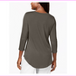 JM Collection Top feminino com decote redondo, marrom, tamanho médio