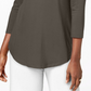 JM Collection Top feminino com decote redondo, marrom, tamanho médio