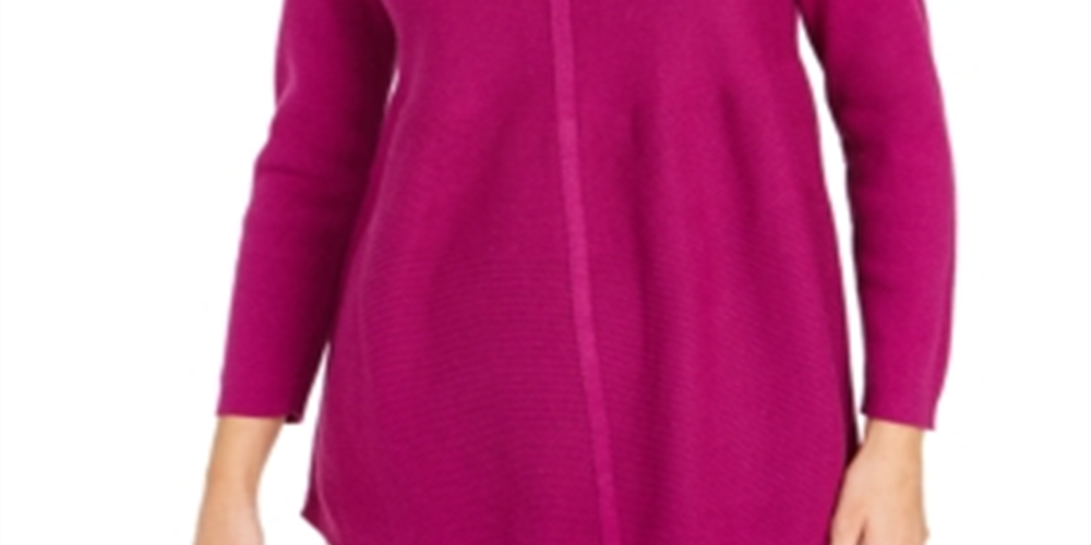 Túnica feminina de malha com pontos mistos, estilo &amp; co, roxa, tamanho extrapequeno