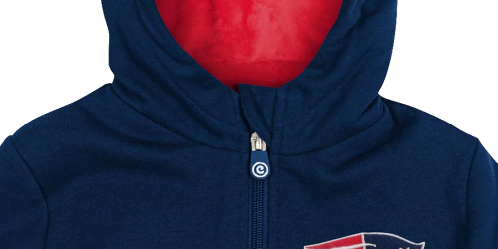 Moletom com capuz e pelúcia macios Cubcoats New England Patriots 2 em 1 para meninos, azul marinho