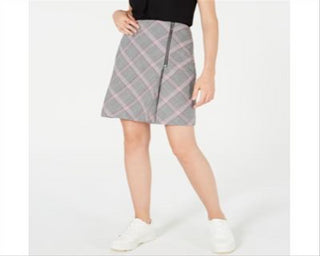 Bar III Women's Zipper Detail Plaid Skirt Black Size 4