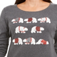 Karen Scott Blusa Feminina de Algodão Polar Parade Graphic Cinza Tamanho Pequeno Grande