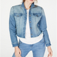 Jaqueta jeans feminina curta com strass da INC International Concepts, azul, tamanho pequeno