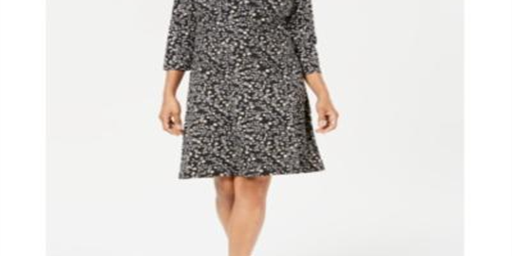 Vestido rodado floral Nouvelle feminino Karen Scott, preto, tamanho pequeno