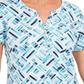 Karen Scott Blusa Henley Feminina Estampada Manga Curta Azul-Marinho Tamanho P