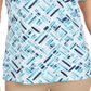 Karen Scott Blusa Henley Feminina Estampada Manga Curta Azul-Marinho Tamanho P