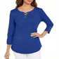 Camiseta feminina Karen Scott de algodão com cadarço, azul, tamanho pequeno
