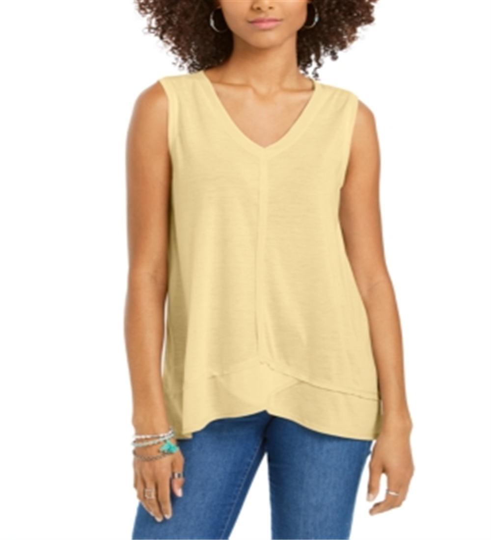 Regata feminina estilo &amp; co, tamanho médio, amarela, alta e baixa