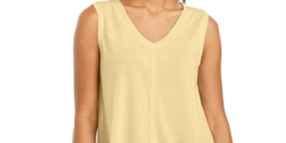 Regata feminina estilo &amp; co, tamanho médio, amarela, alta e baixa