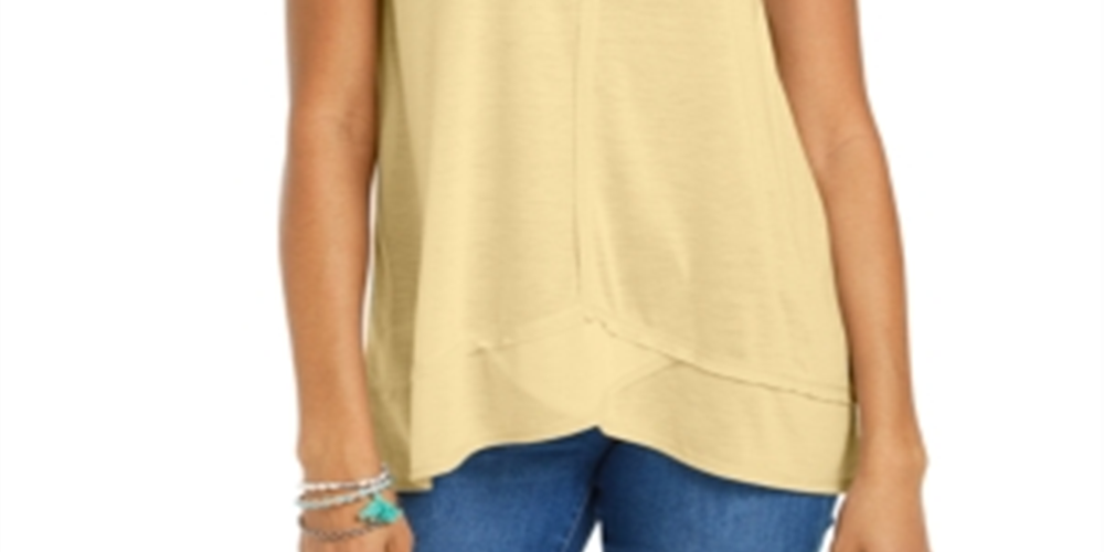 Regata feminina estilo &amp; co, tamanho médio, amarela, alta e baixa