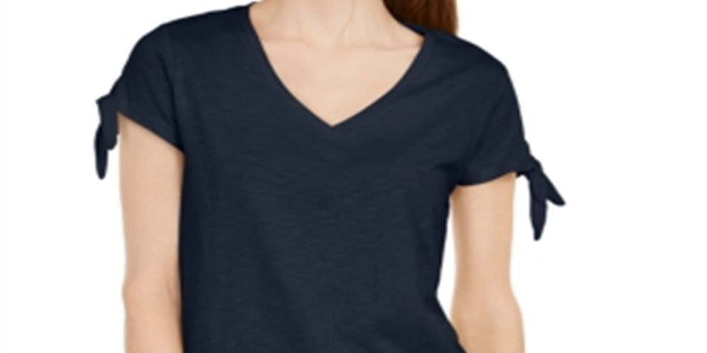 Blusa feminina com babados e manga amarrada, estilo &amp; co, azul, tamanho extrapequeno