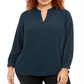 Blusa feminina Anne Klein com estampa de bolinhas, preta, tamanho 1X