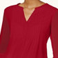 Charter Club Feminino Babados Duplos Sólidos Pintuck Top Vermelho Tamanho Pequeno Médio