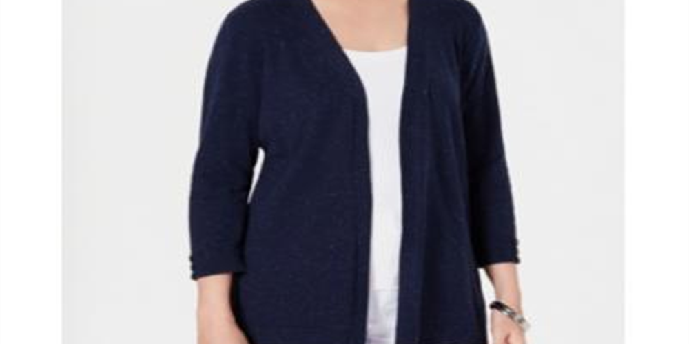 Karen Scott Cardigan Feminino Canelado Jugo Azul Tamanho P