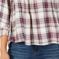 Blusa xadrez feminina estilo &amp; co, gola dividida, roxa, tamanho extrapequeno