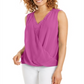 JM Collection Top drapeado sem mangas com tachas, rosa, tamanho pequeno