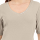 Karen Scott Blusa Feminina com Detalhe de Botão e Gola V Marrom Tamanho XS