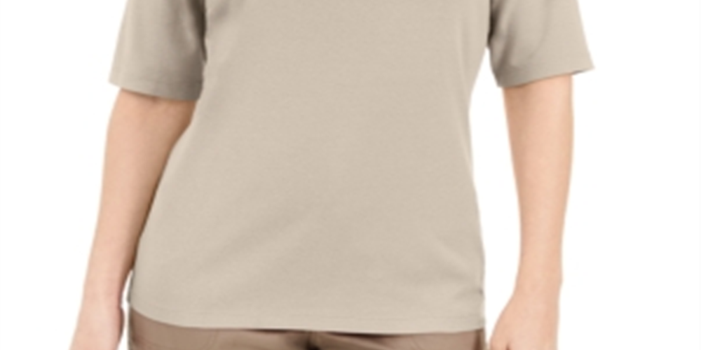 Karen Scott Blusa Feminina com Detalhe de Botão e Gola V Marrom Tamanho XS