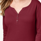 Karen Scott Blusa Feminina de Algodão com Gola Henley Vermelha Tamanho Pequeno Pequeno