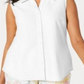 Camisa feminina sem mangas Charter Club Cotton Piquet, branca, tamanho 6