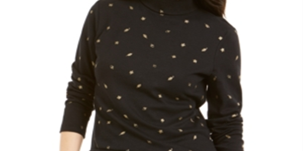 Karen Scott Feminino Outono Vento Gola Alta Preto Profundo Tamanho XS