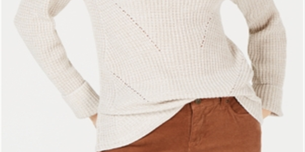 Suéter feminino de gola redonda mesclado estilo &amp; co, marrom, tamanho grande