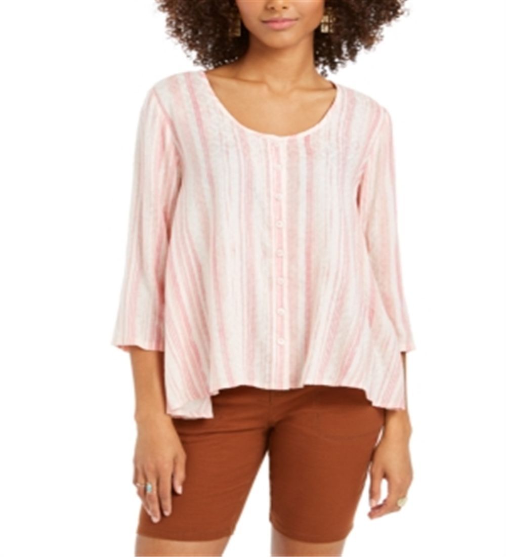 Blusa feminina estampada estilo swing rosa tamanho médio
