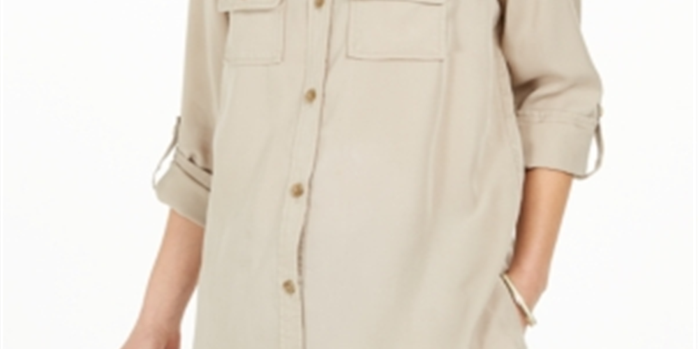 Camisa utilitária feminina Charter Club marrom tamanho XX-G