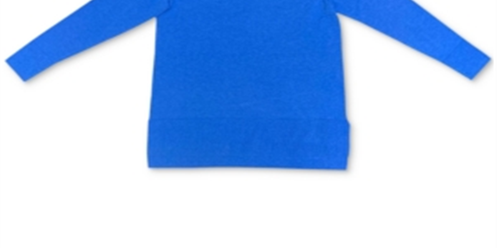 Suéter feminino com decote em V e bainha de faixa, azul, tamanho médio, da Style &amp; Co