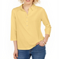 Camisa polo feminina Charter Club Supima Cotton manga 3/4 amarela tamanho XS