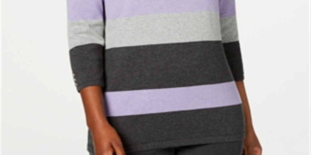 Karen Scott Suéter Listrado de Algodão Feminino Roxo Tamanho Pequeno P