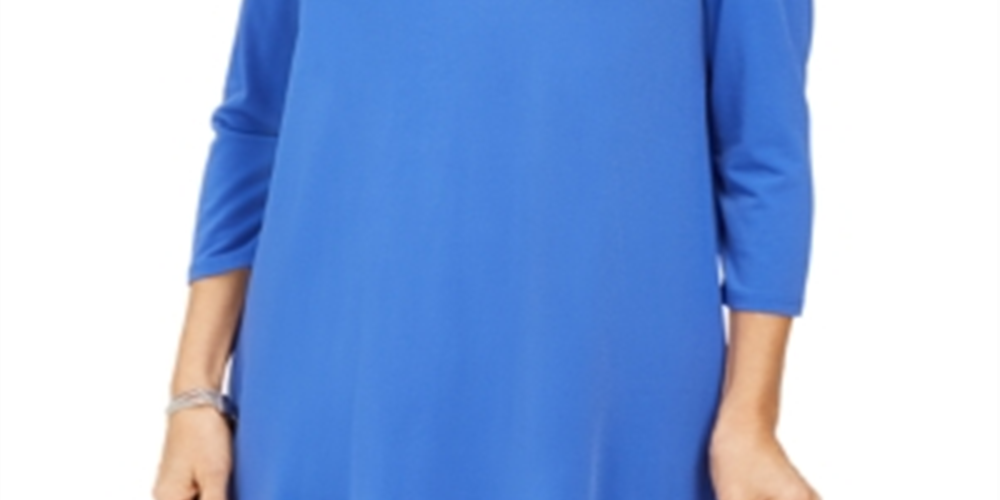 JM Collection Top Feminino com Ombros De fora e Enfeites Azul Tamanho Grande