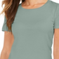 Camiseta feminina com decote redondo, tamanho grande, menta, estilo &amp; co