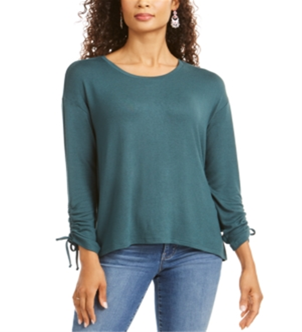 Blusa feminina com cordão e punho, estilo &amp; co, verde, tamanho pequeno M