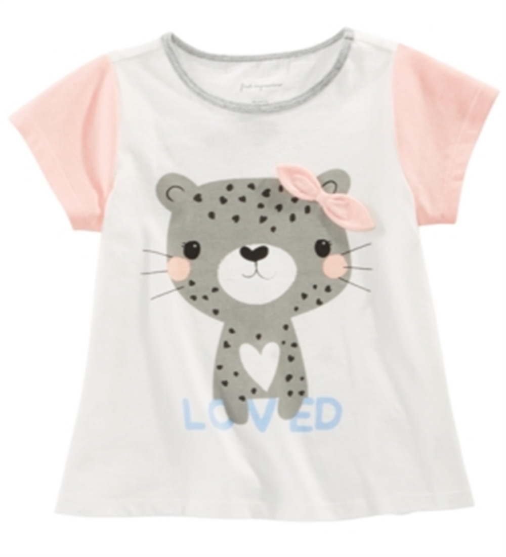 Camiseta infantil First Impressions Baby Girl em algodão com blocos de cores e estampa de chita, tamanho 12 MO